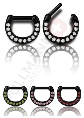 Black PVD Septum Klicker mit Crystal