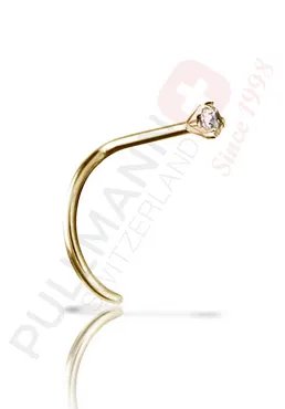 Gold PVD Titan Nasenstecker mit Zirkonia, Krappenfassung
