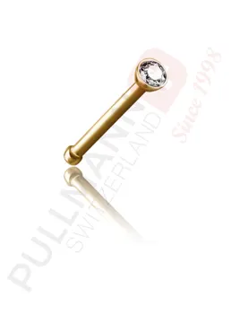 Gold PVD Titan Nasenstecker mit Zirkonia