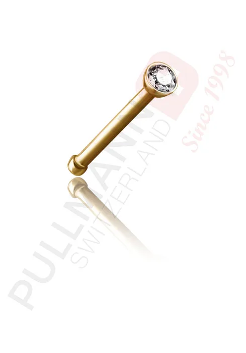 Gold PVD Titan Nasenstecker mit Zirkonia