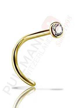 Gold PVD Titan Nasenstecker (Pig) mit Zirkonia