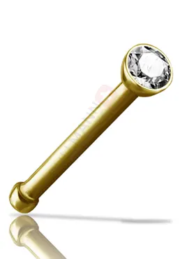 Gold PVD Titan Nasenstecker mit Zirkonia