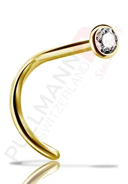 Gold PVD Titan Nasenstecker mit Zirkonia