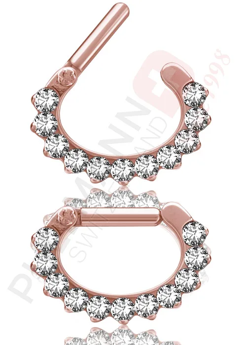 Rosé-Gold PVD Septum-Klicker mit Zirkonia