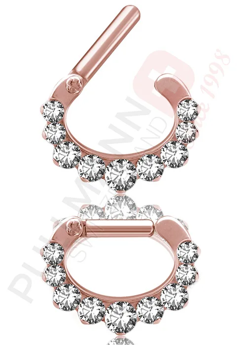 Rosé-Gold PVD Septum-Klicker mit Zirkonia