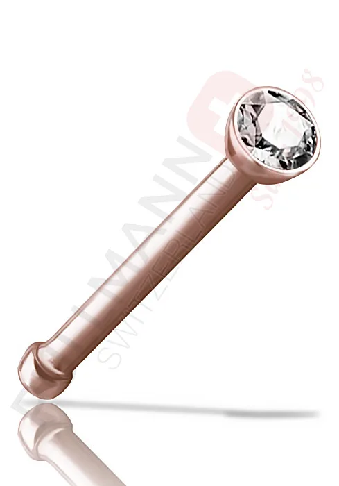 Rosé-Gold PVD Titan Nasenstecker mit Zirkonia