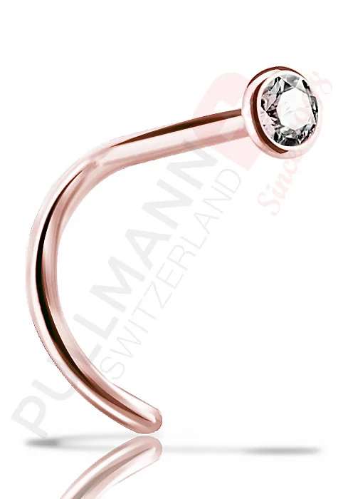 Gold PVD Titan Nasenstecker mit Zirkonia