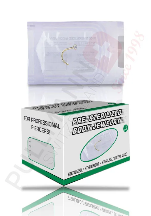 Gold-PVD Nasenstecker mit Zirkonia / Steril, einzelverpackt