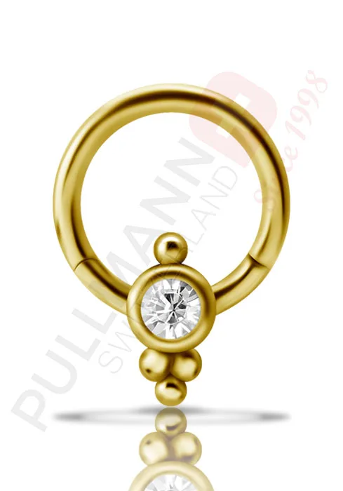 Gold PVD Cluster Style Klicker mit Zirkonia