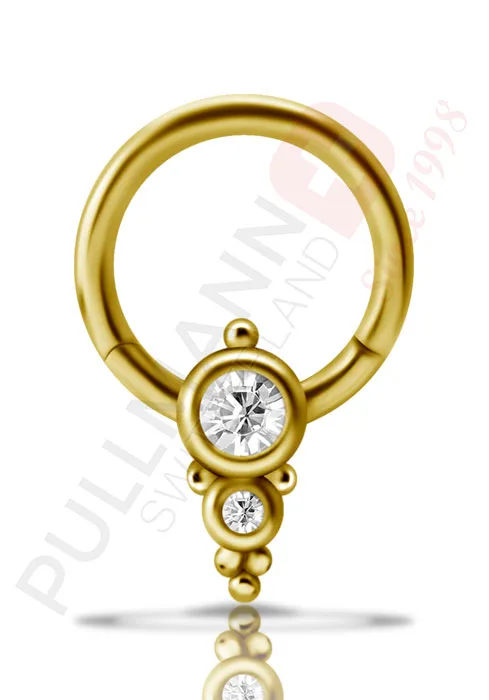 Gold PVD Cluster Style Klicker mit Zirkonia